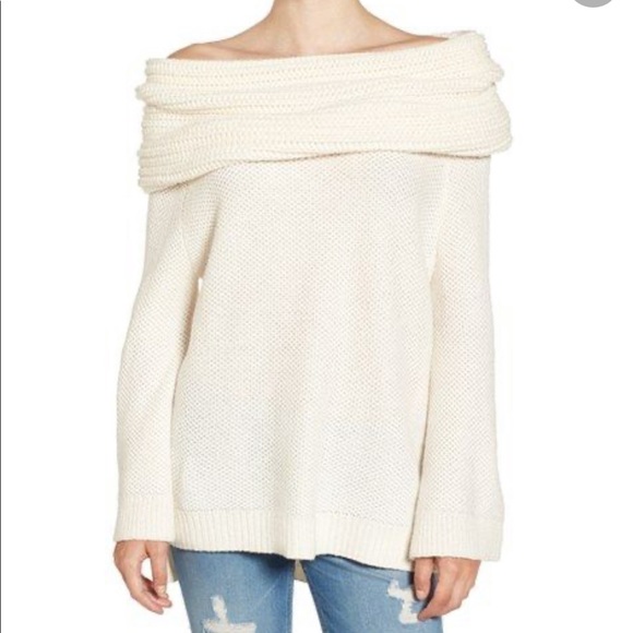 Sun & Shadow Sweaters - SUN & SHADOW cowl neck off shoulder sweater